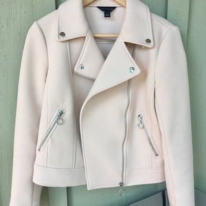 Pink fashion jacket with silver zippers